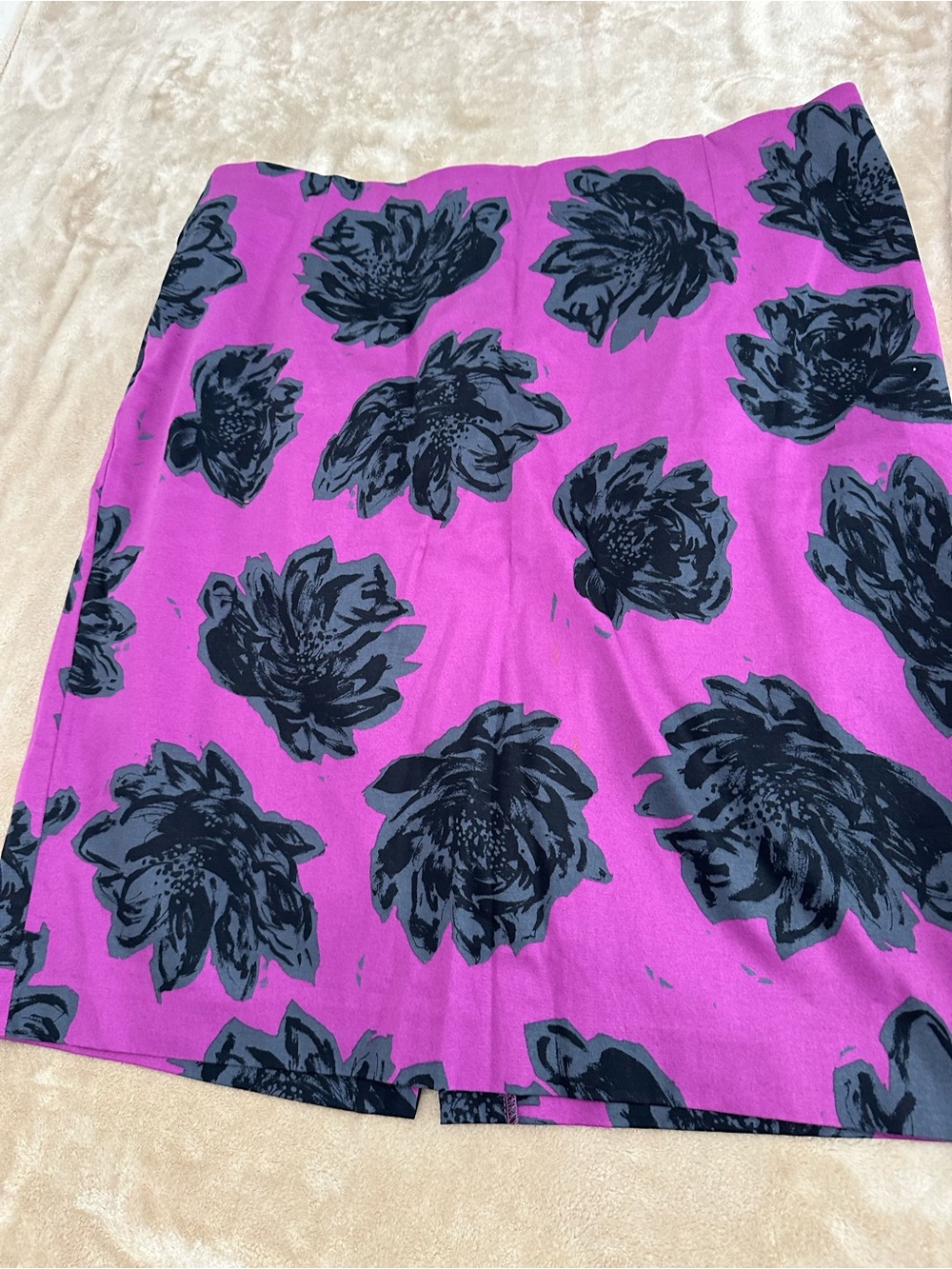 Lane Bryant Magenta Pencil Skirt with Black Floral Print